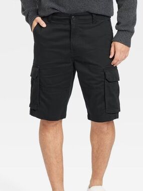 Goodfellow & Co Black Cargo Shorts with Side Flap Pockets